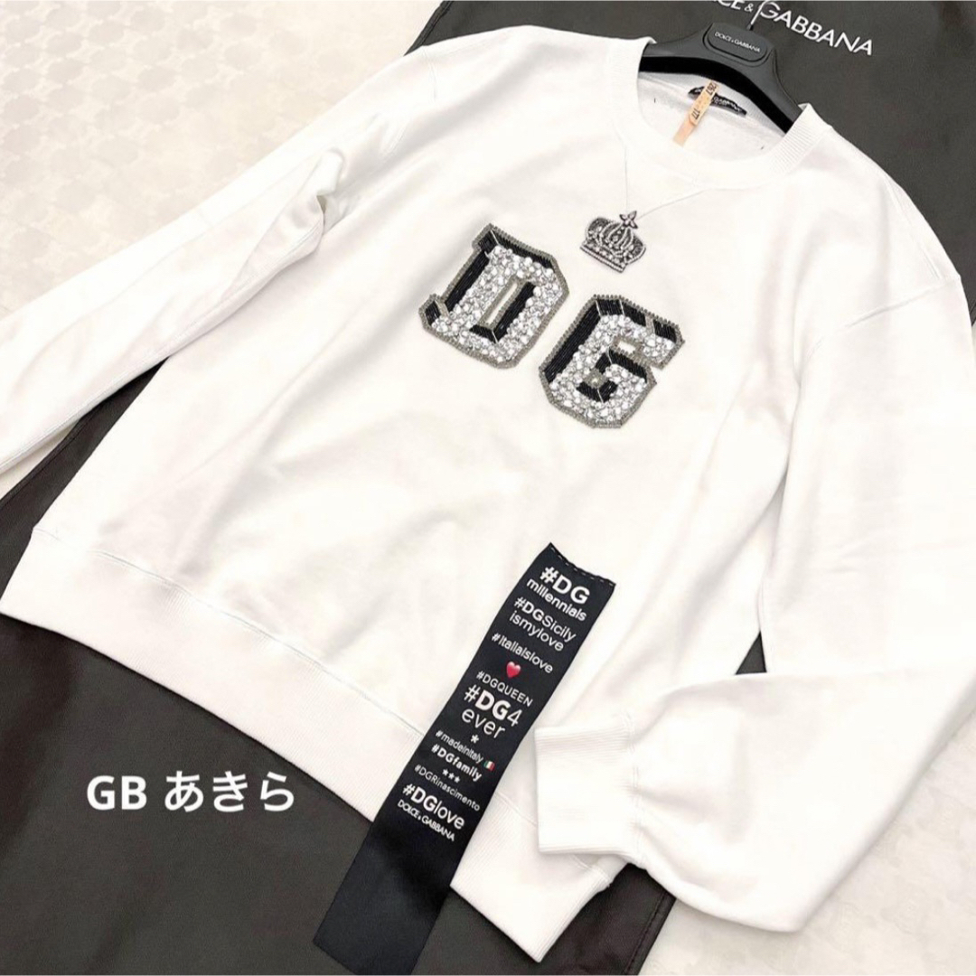 【美品】定価24.5万円　DGクリスタルビジュー刺繍 スウェットシャツ 正規品