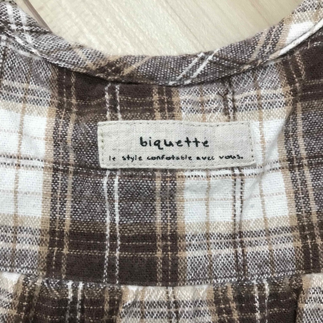 Biquette(ビケット)のBiquette   チェック柄 長袖ワンピース チュニック キッズ/ベビー/マタニティのキッズ服女の子用(90cm~)(ワンピース)の商品写真