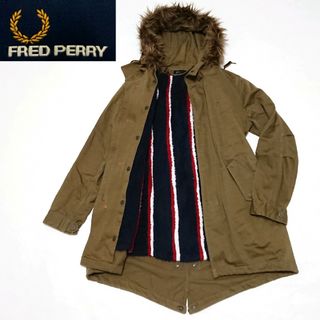 FRED PERRY モッズコート 刺繍ロゴ ライナーダウン ファー付き