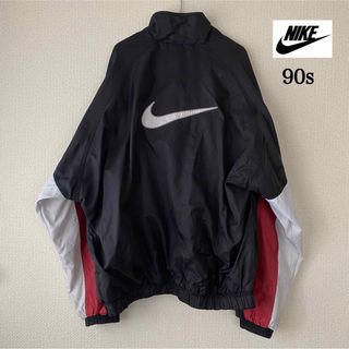 レアビンテージNIKE 黒ピンクビビットカラー　ナイロンジャケット　L