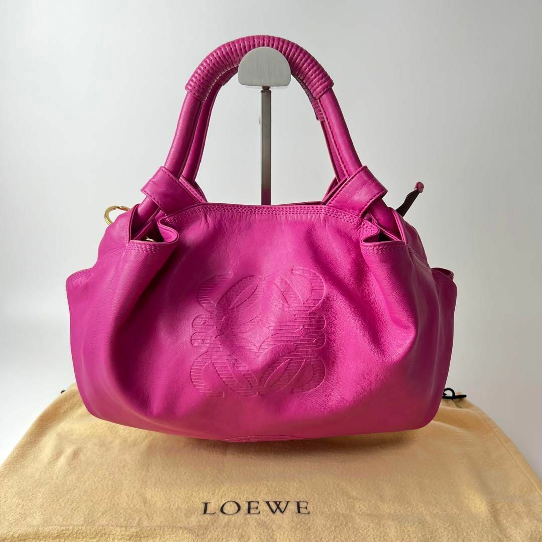 美品 ロエベ LOEWE アナグラム ナッパ レザー ハンドバッグ