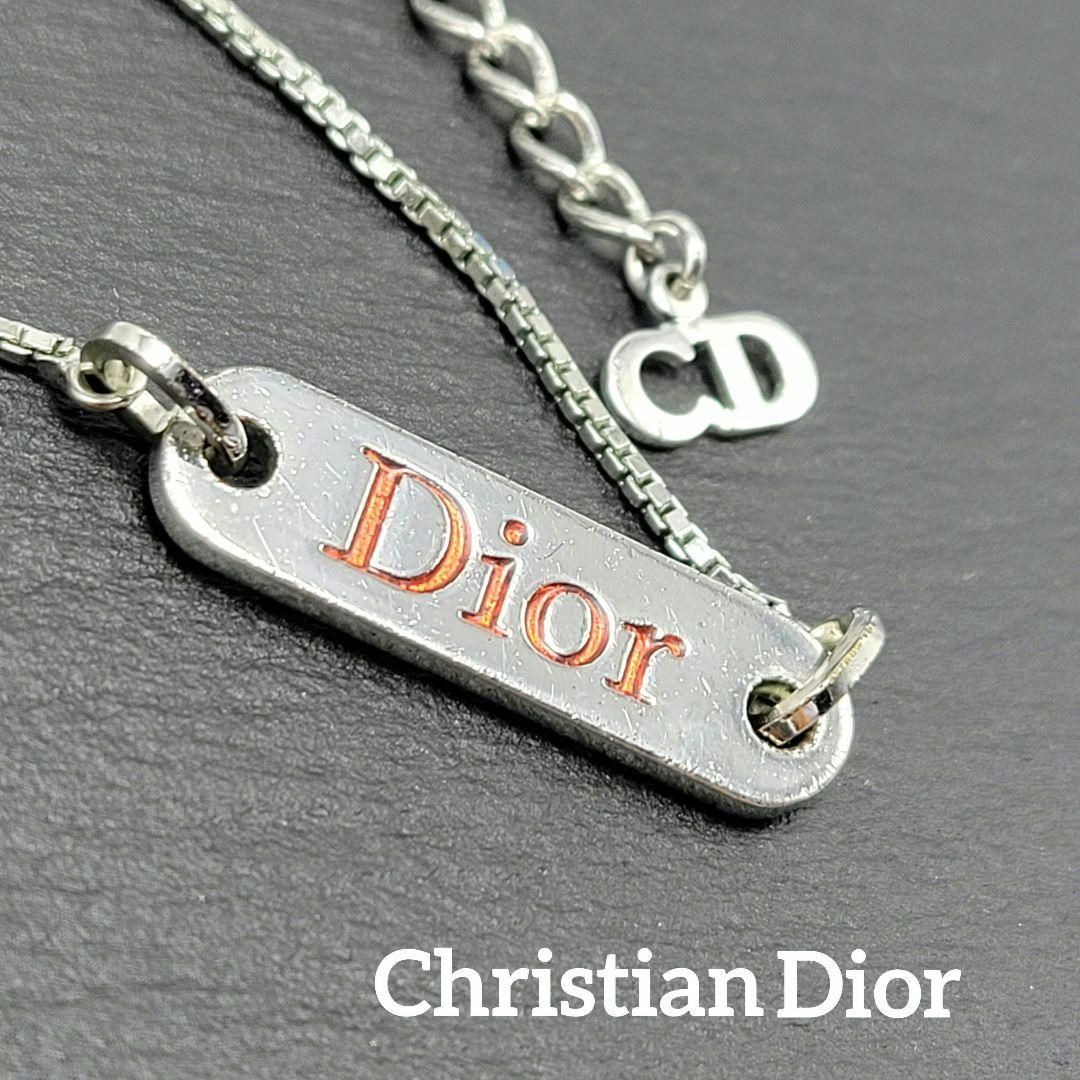 Christian Dior - Christian Dior ネックレス ロゴプレート シルバー