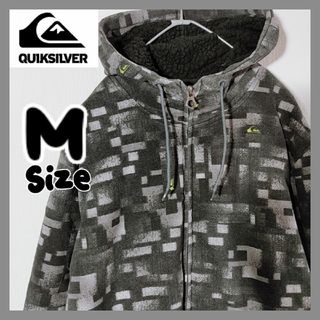 クイックシルバー(QUIKSILVER)のクイックシルバー　ジップアップ　スウェット　パーカー　Mサイズ　グレー　ボア(パーカー)