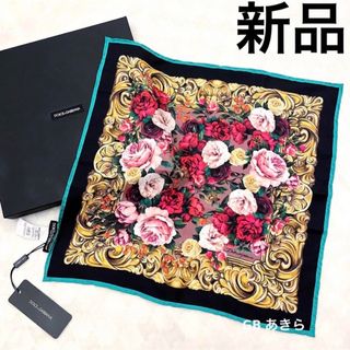 ドルチェアンドガッバーナ(DOLCE&GABBANA)の【新品タグ付き】dolce&gabbana　バロックローズ　シルクスカーフ正規品(バンダナ/スカーフ)