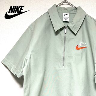 ナイキ(NIKE)のNIKE ナイキ ハーフジップ 半袖 シャツ ミントグリーン ワークシャツ(シャツ)