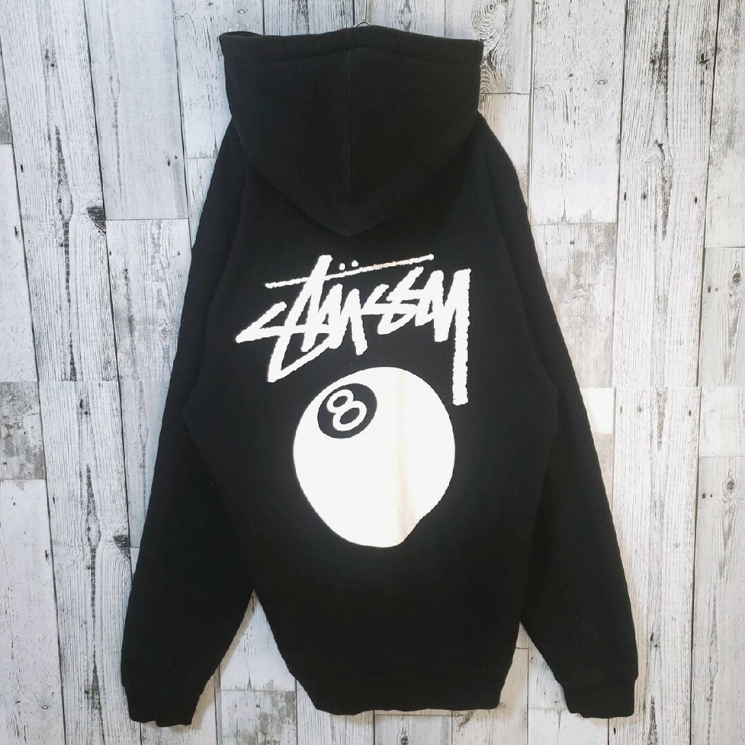 stussy ステューシー バックプリント 8ボール ストックロゴ パーカー L