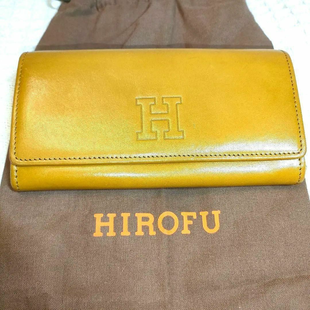 ヒロフ 長財布 イエロー 本革 レザー HIROFU 財布 黄色 美品✨定価5万