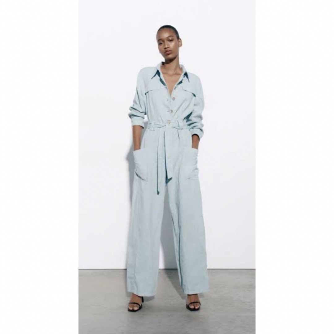 ZARA - ZARA ザラ リネンブレンドカーゴジャンプスーツの通販 by ZARA - ZARA ザラ リネンブレンドカーゴジャンプスーツの通販 by