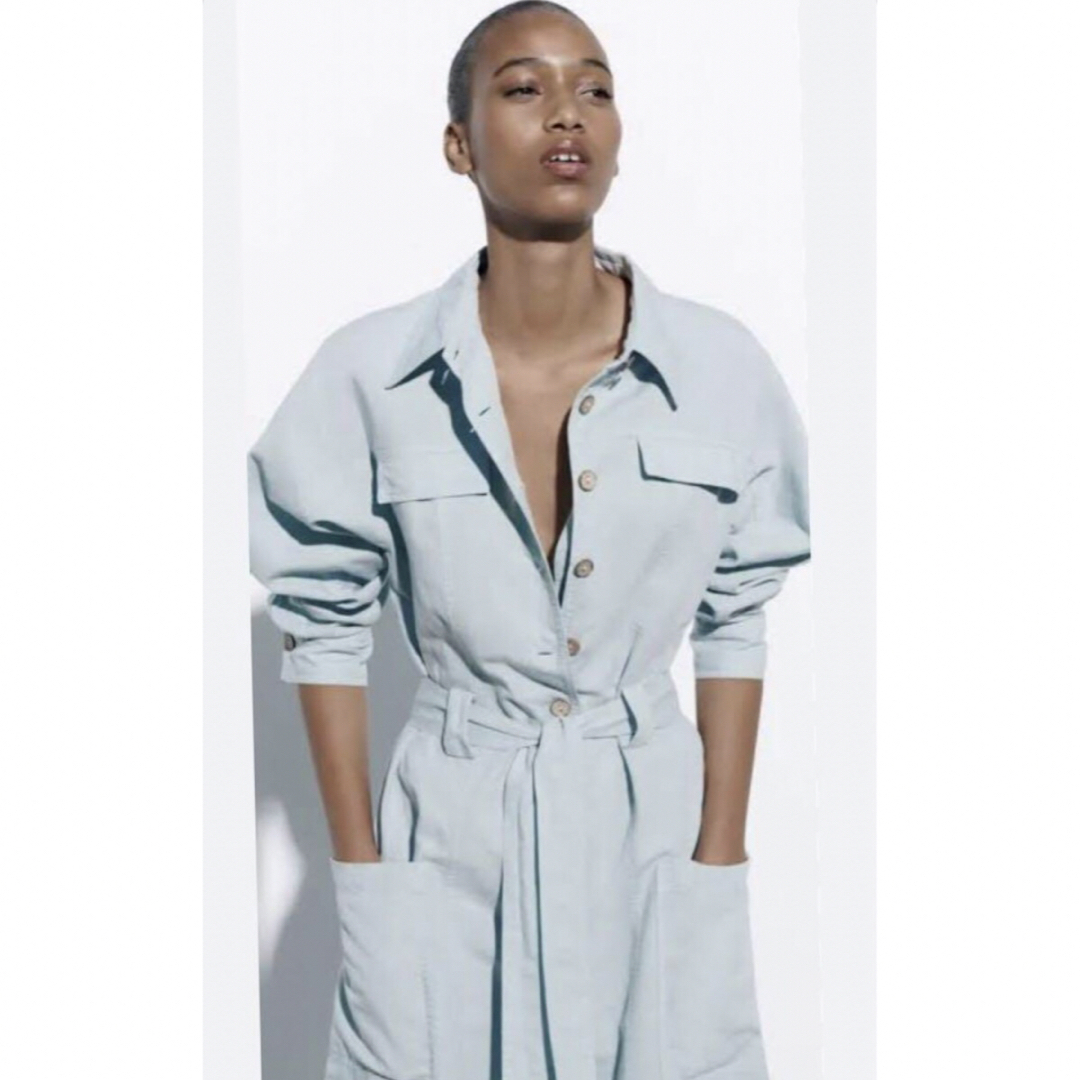 ZARA - ZARA ザラ リネンブレンドカーゴジャンプスーツの通販 by ZARA - ZARA ザラ リネンブレンドカーゴジャンプスーツの通販 by