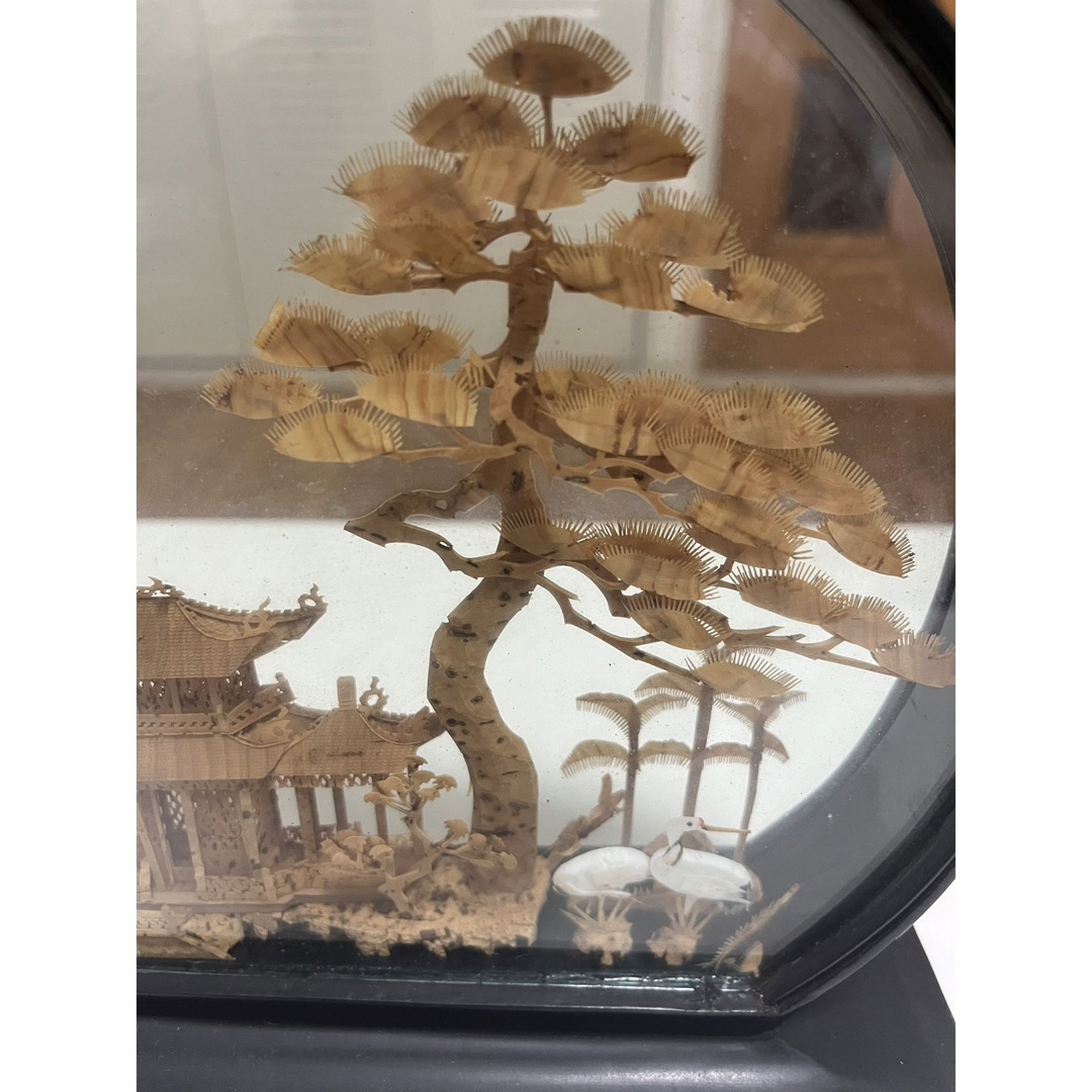 中国 工芸品 コルク 彫刻 置物 楼閣鶴 中国美術 オブジェ 飾り 中国 工芸品 コルク 彫刻 置物 楼閣鶴 中国美術 オブジェ 飾り