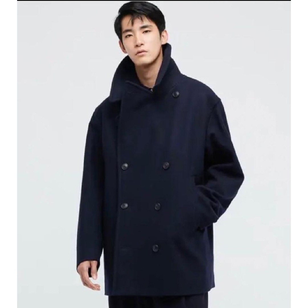 UNIQLO +J ウールブレンドオーバーサイズピーコート ネイビー Sサイズ | フリマアプリ ラクマ