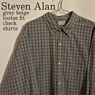 スティーブンアラン(steven alan)のSteven alan グレー ベージュ オーバーサイズ チェック シャツ(シャツ)