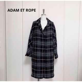 アダムエロぺ(Adam et Rope')のADAM ET ROPEアダムエロペ　 チェック　ウール　ロングコート　ツイード(ロングコート)