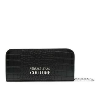 VERSACE JEANS COUTURE 長財布 ブラック クロコ型押し