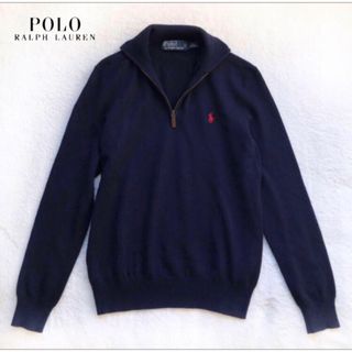 ポロラルフローレン(POLO RALPH LAUREN)の美品　RALPH LAURENラルフローレン　ハーフジップ　ニット　ネイビー(ニット/セーター)