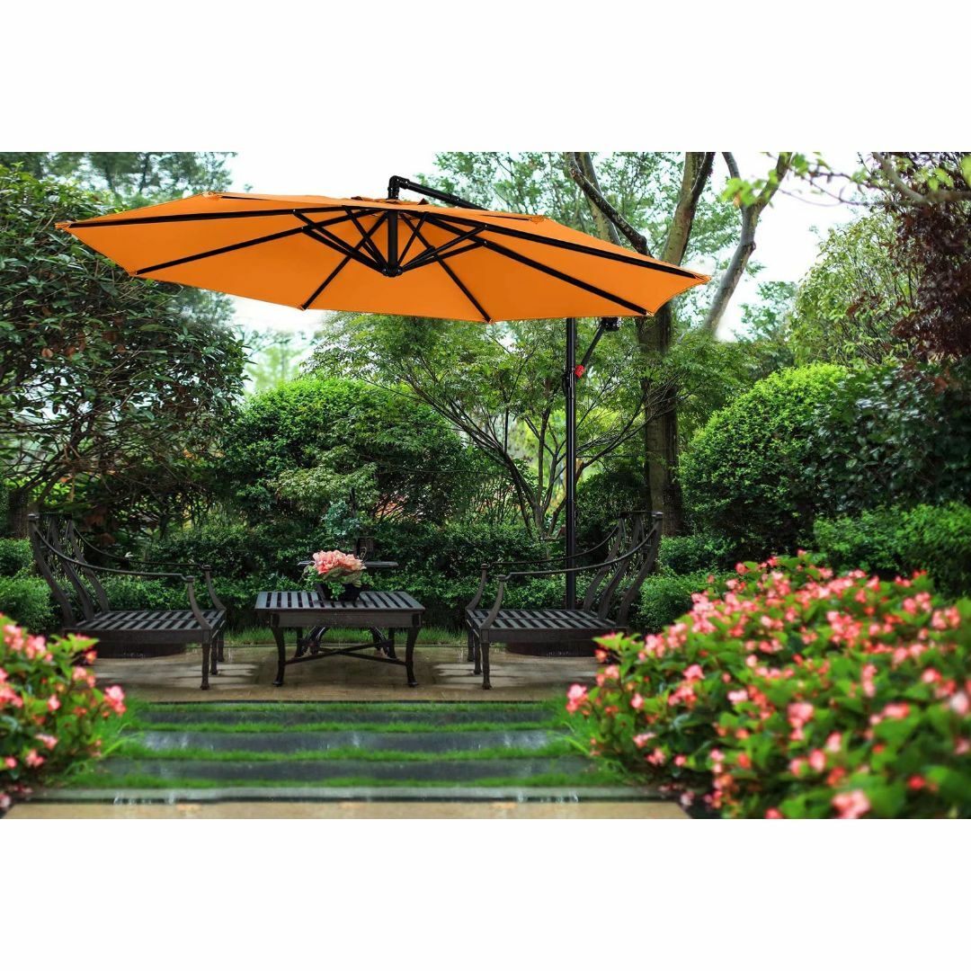【色: オレンジ】ABCCANOPY アルミ製 ガーデンパラソル ハンギングパラ
