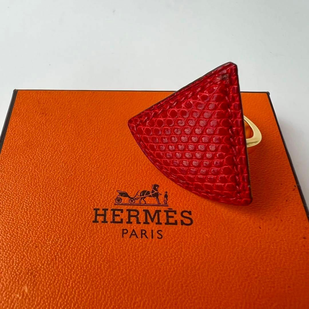 希少 美品 エルメス HERMES スカーフリング 三角 リザード