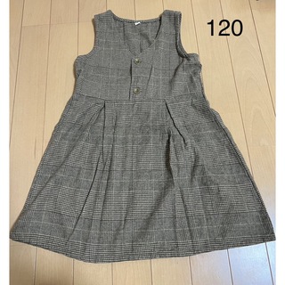 ニシマツヤ(西松屋)のジャンバースカート　１２０　女の子　チェック　冬用(ワンピース)
