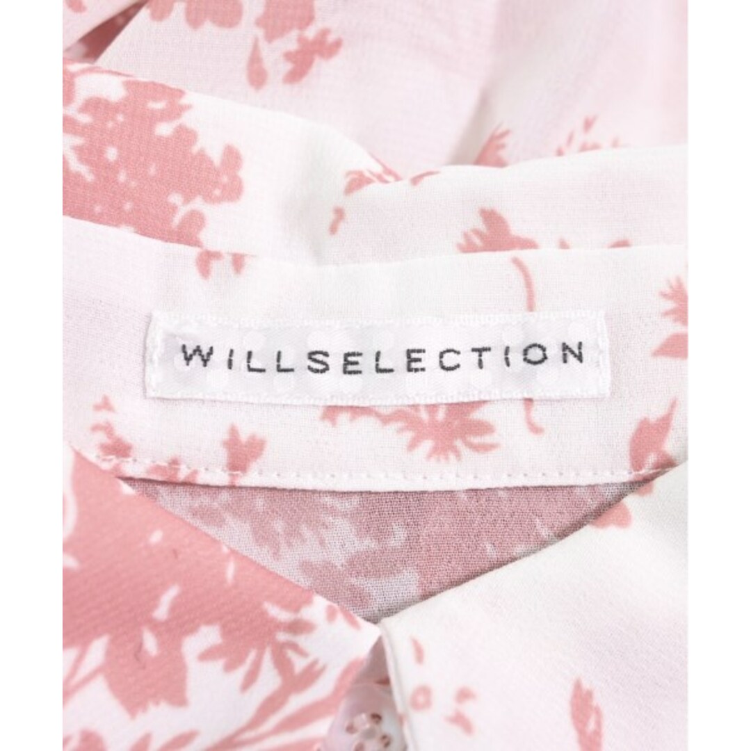 WILLSELECTION(ウィルセレクション)のWILLSELECTION ワンピース M 白xピンク(総柄) 【古着】【中古】 レディースのワンピース(ひざ丈ワンピース)の商品写真