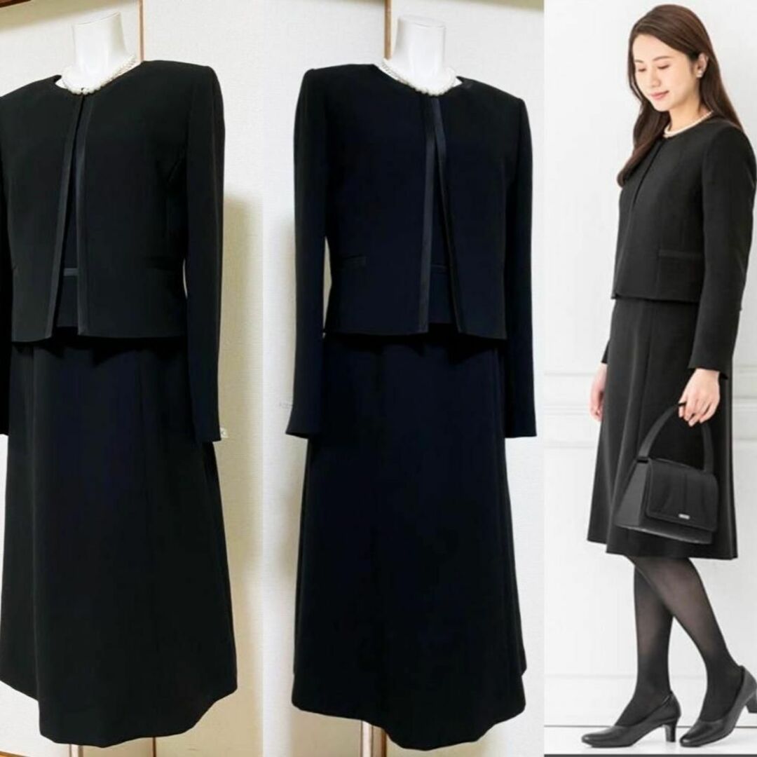 美品 桂由美 高級礼服 ジャケット ワンピース フォーマル 冠婚葬祭 前着脱LL