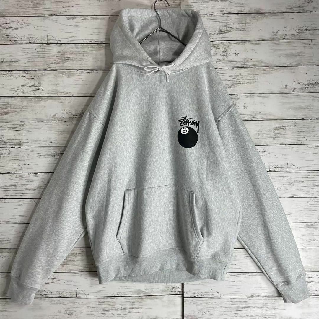 ステューシー★XLサイズ8ボール ZIP HOODIEパーカーstussyグレー品質保証STUSSY