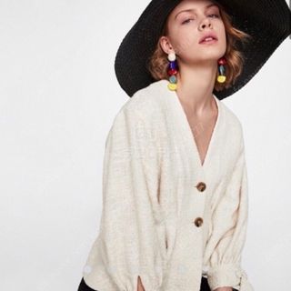 ザラ(ZARA)のZARA  ツイードラメジャケット　トップス　カーディガン(ニット/セーター)