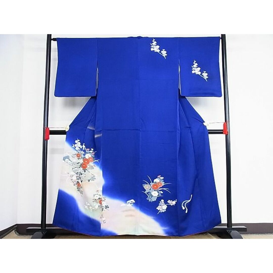 平和屋-こころ店■訪問着 枝花文 暈し染 金彩 着丈157cm 裄丈63.5cm 正絹 逸品 B-wt9340