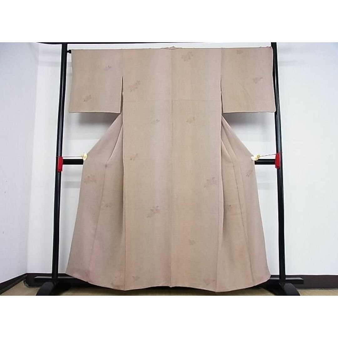 平和屋-こころ店■上質な小紋 草花文 着丈158cm 裄丈62cm 正絹 逸品 B-ag4058