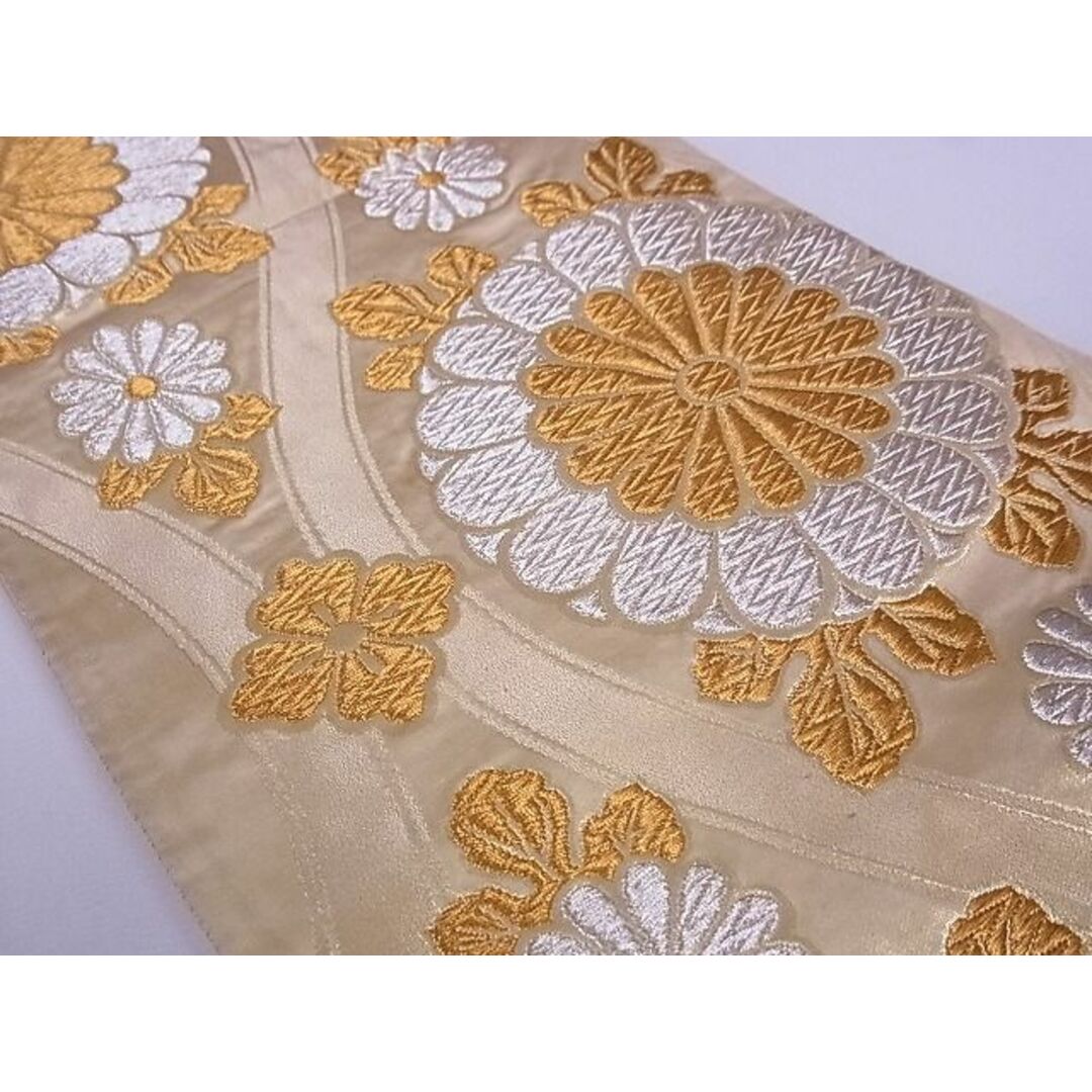 平和屋-こころ店■六通柄袋帯 草花文 金銀糸 正絹 逸品 A-ta6710