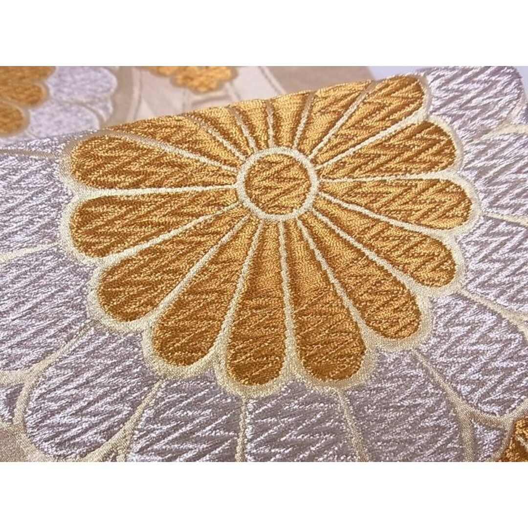 平和屋-こころ店■六通柄袋帯 草花文 金銀糸 正絹 逸品 A-ta6710