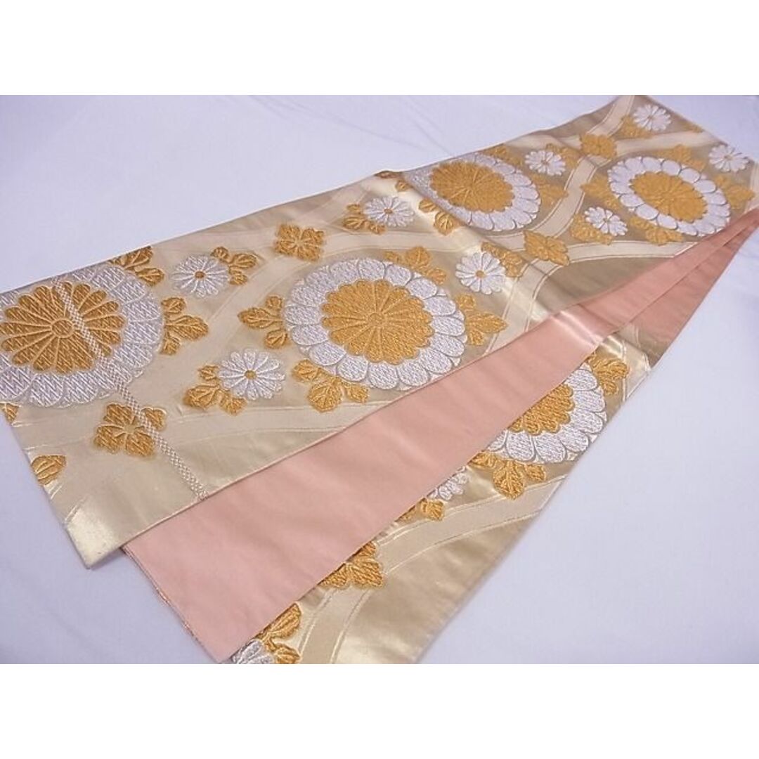 平和屋-こころ店■六通柄袋帯 草花文 金銀糸 正絹 逸品 A-ta6710
