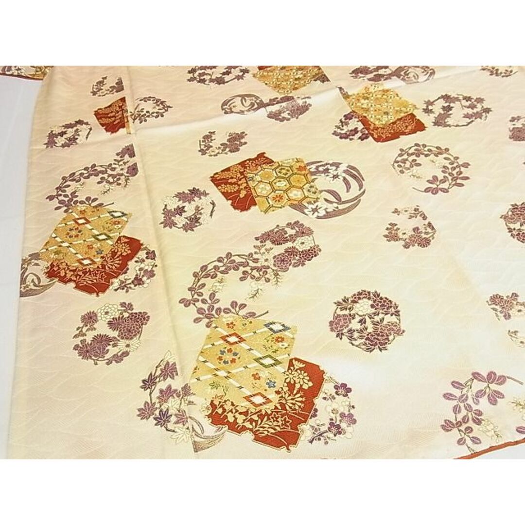 平和屋-こころ店□上質な小紋 色紙重ね草花文 金彩 着丈158.5cm 裄丈 ...