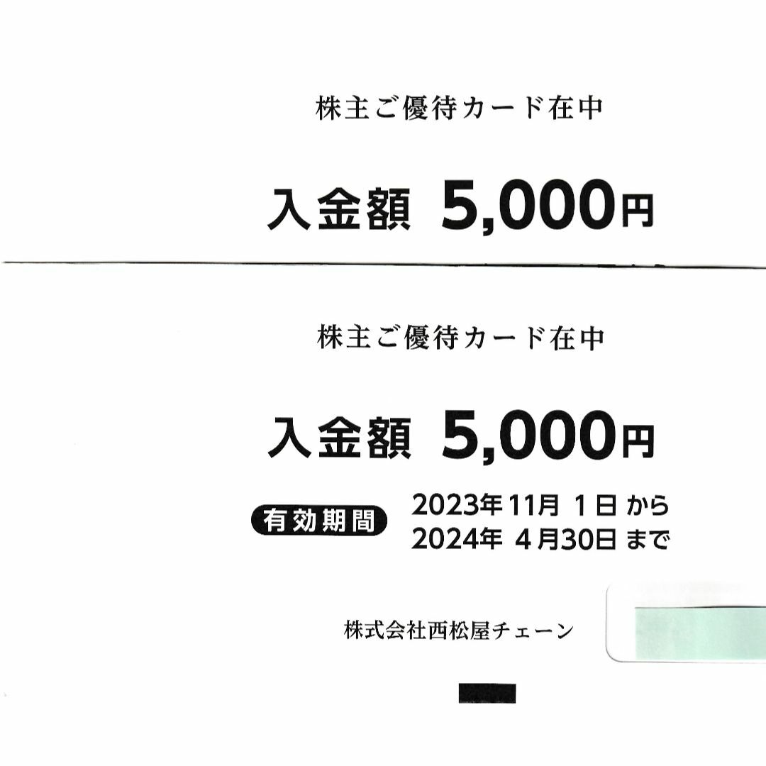 最新・西松屋 株主ご優待カード 10000円分 (5000円券×2枚)