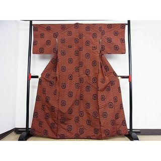 平和屋-こころ店■上質な紬 亀甲文 着丈157cm 裄丈63cm 正絹 逸品 未使用 B-oa5990