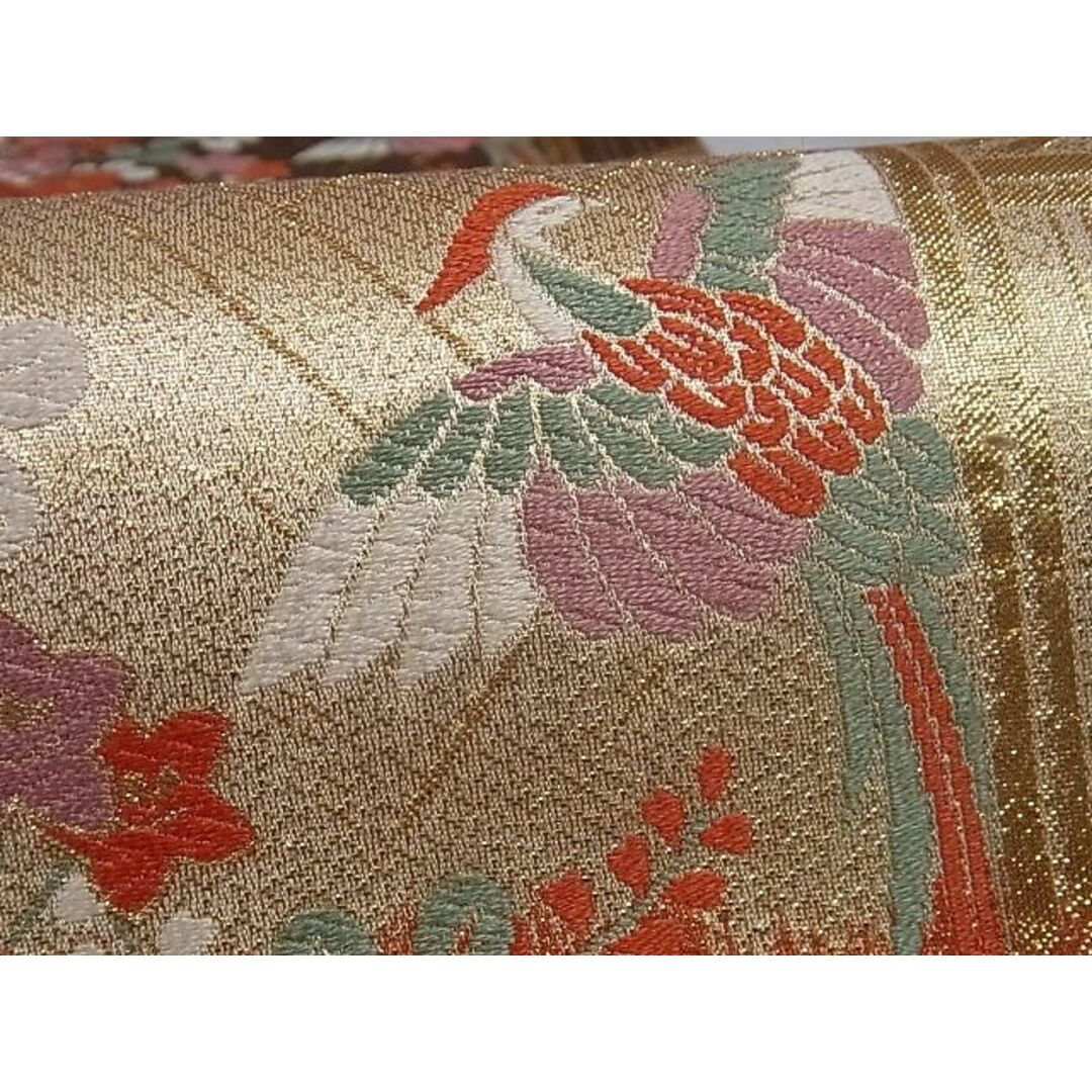 平和屋-こころ店■佐賀錦 六通柄袋帯 唐織 花鳥文 金糸 正絹 逸品 A-st001