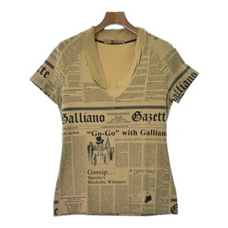 John Galliano - John Galliano Tシャツ・カットソー S ベージュ系x黒(総柄) 【古着】【中古】