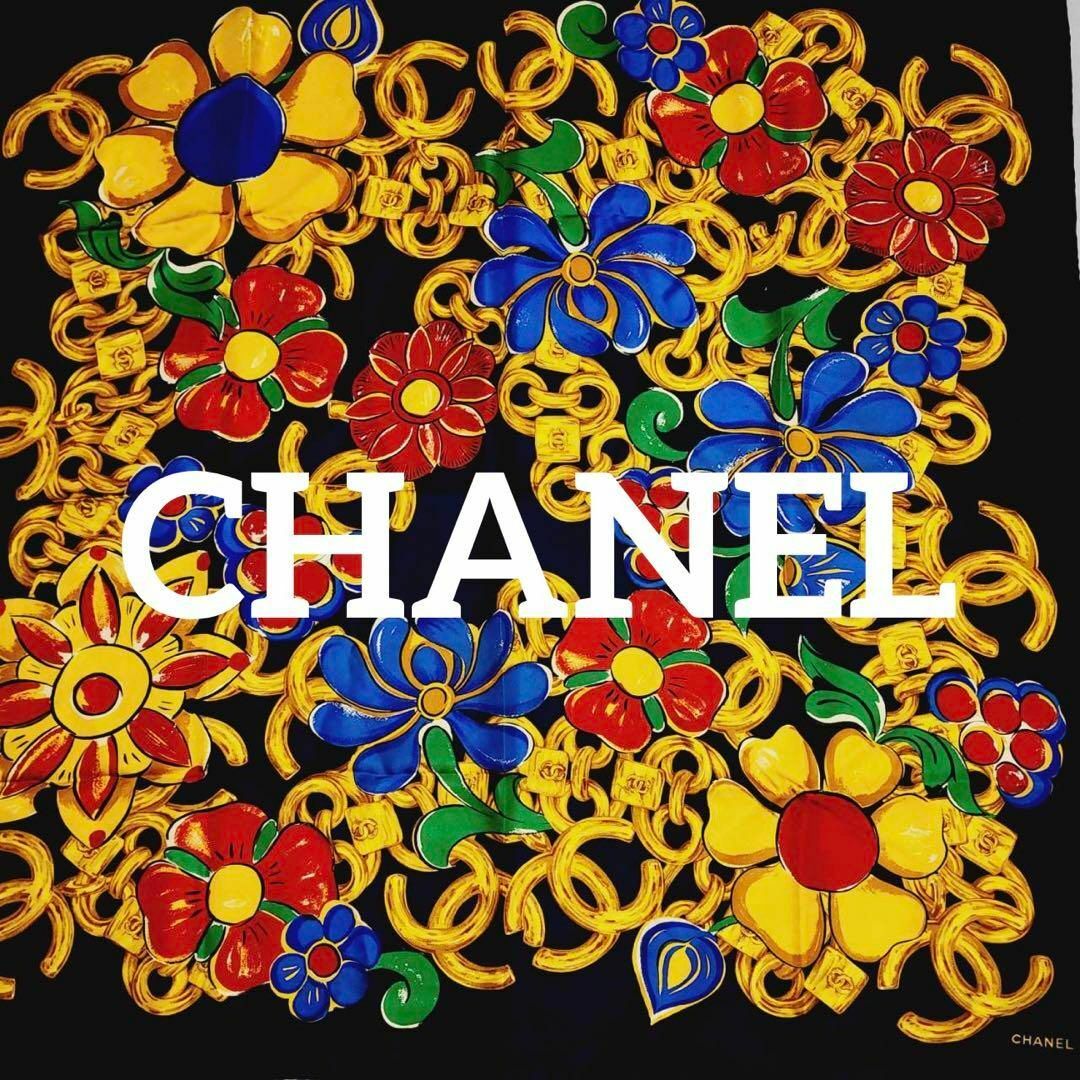 新春福袋2023 専門ショップ ロゴ ☆CHANEL☆ シルク 花柄 スカーフ 首