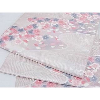 平和屋-こころ店■六通柄袋帯 唐織 流水横笛花文 金糸 引箔 正絹 逸品 A-ru030