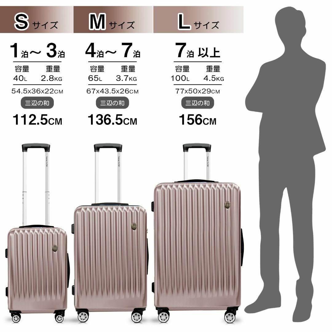 【色: ローズゴールド】[New Trip] スーツケース キャリーケース 大型