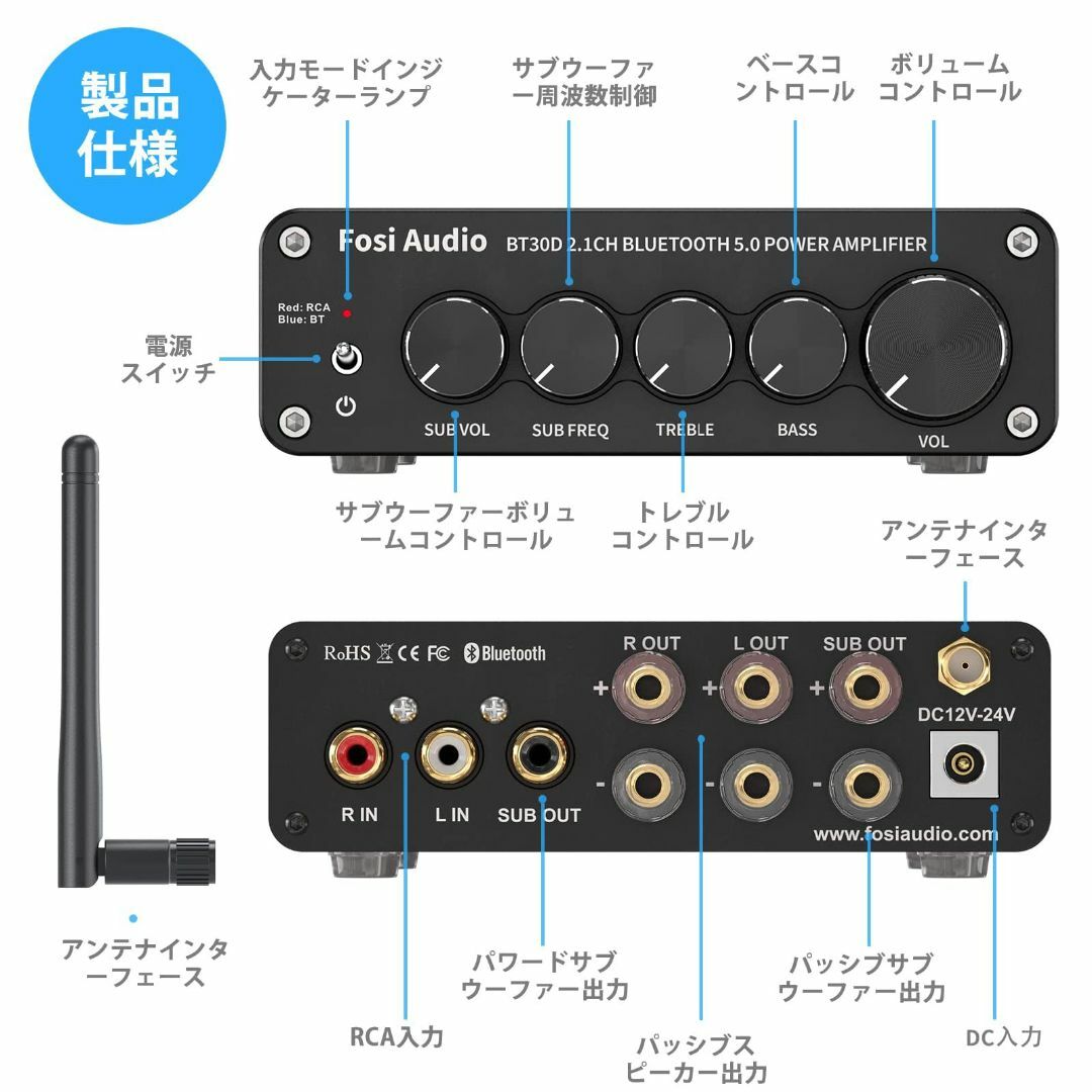 Fosi Audio BT30D Bluetooth5.0アンプ パワーアンプ