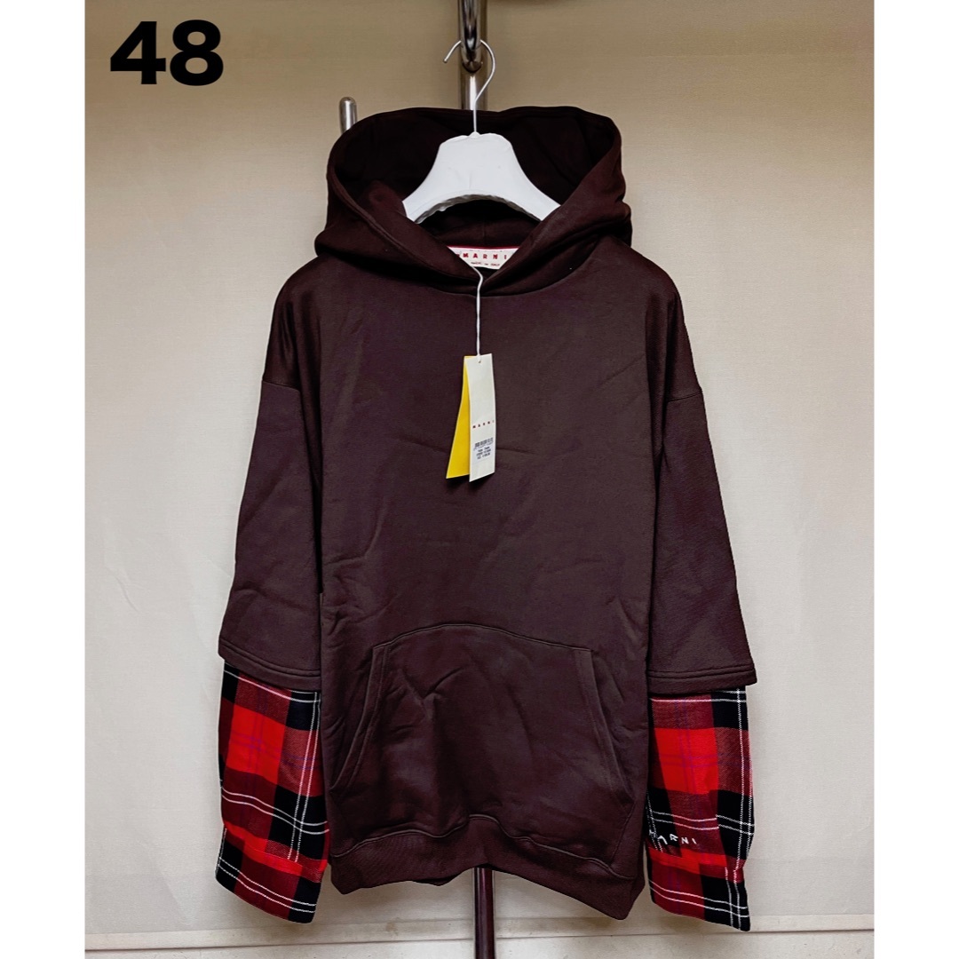 MARNI - 新品 48 マルニ 22aw ロゴ フェイクレイヤードパーカー 茶 4758