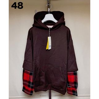 マルニ(Marni)の新品 48 マルニ 22aw ロゴ フェイクレイヤードパーカー 茶 4758(パーカー)