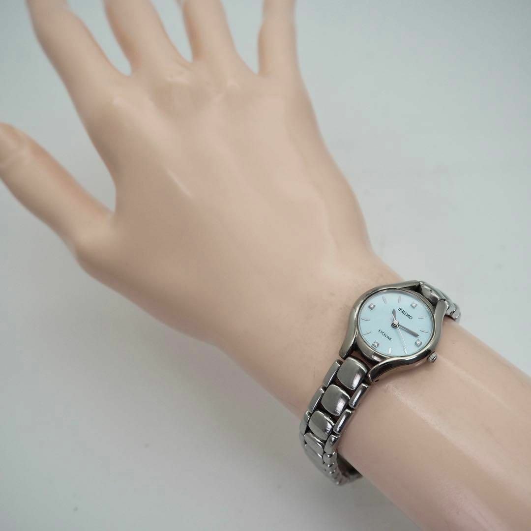 SEIKO エクセリーヌ時計　レディース腕時計　シェル　4Pダイヤ　人気