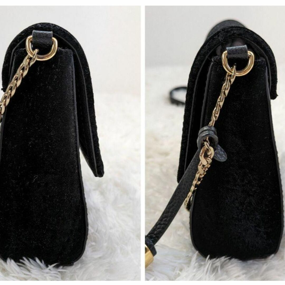 美品✨ローレンラルフローレン 黒 ショルダーバッグ チェーン 革 タッセル