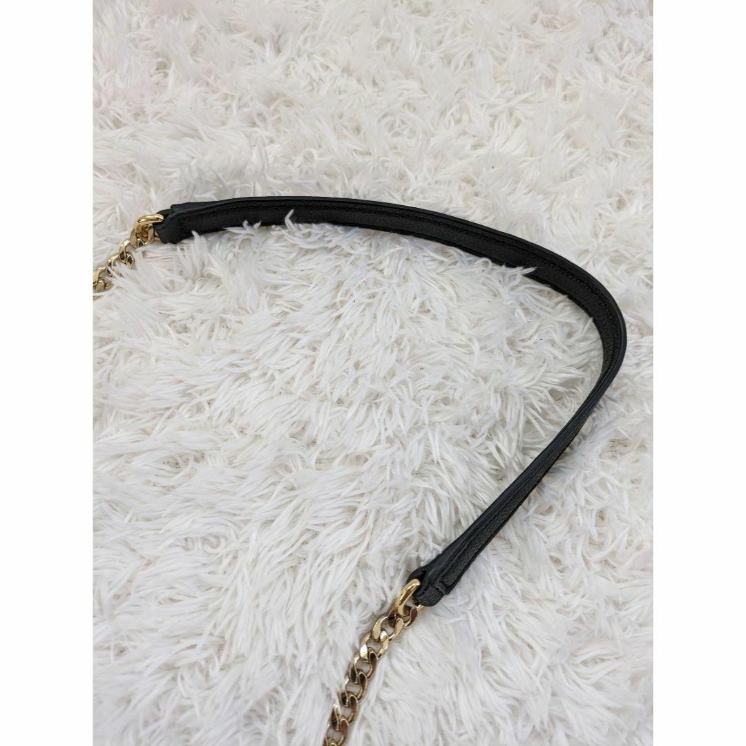 美品✨ローレンラルフローレン 黒 ショルダーバッグ チェーン 革 タッセル