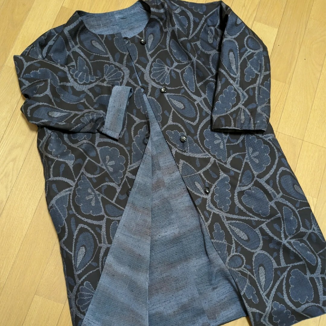 SOLD 着物リメイクリバーシブルコート 紬・大島紬 FREE SIZEの SOLD 着物リメイクリバーシブルコート 紬・大島紬 FREE SIZEの
