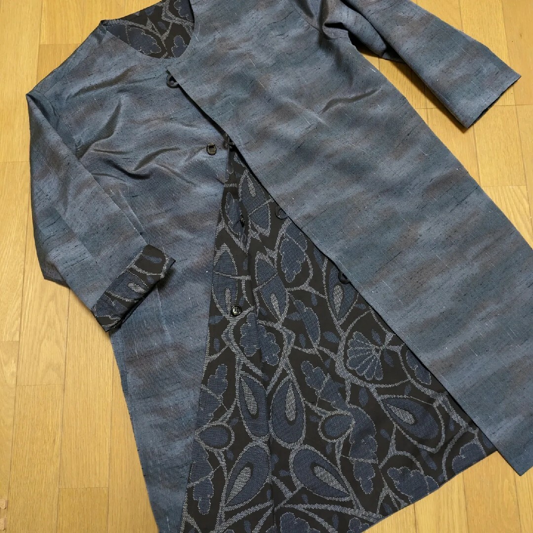 SOLD 着物リメイクリバーシブルコート 紬・大島紬 FREE SIZEの SOLD 着物リメイクリバーシブルコート 紬・大島紬 FREE SIZEの