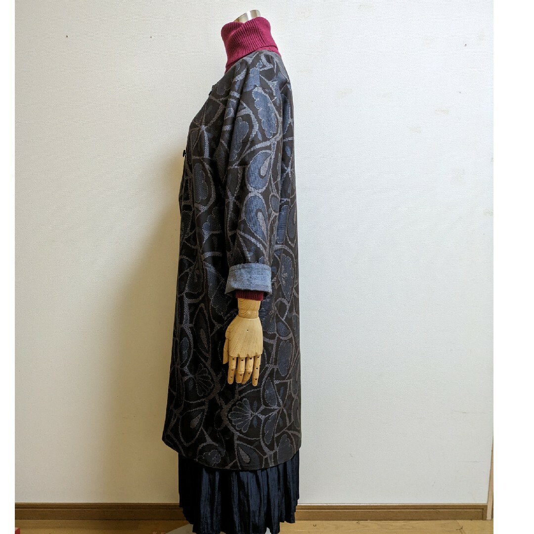SOLD 着物リメイクリバーシブルコート 紬・大島紬 FREE SIZEの SOLD 着物リメイクリバーシブルコート 紬・大島紬 FREE SIZEの