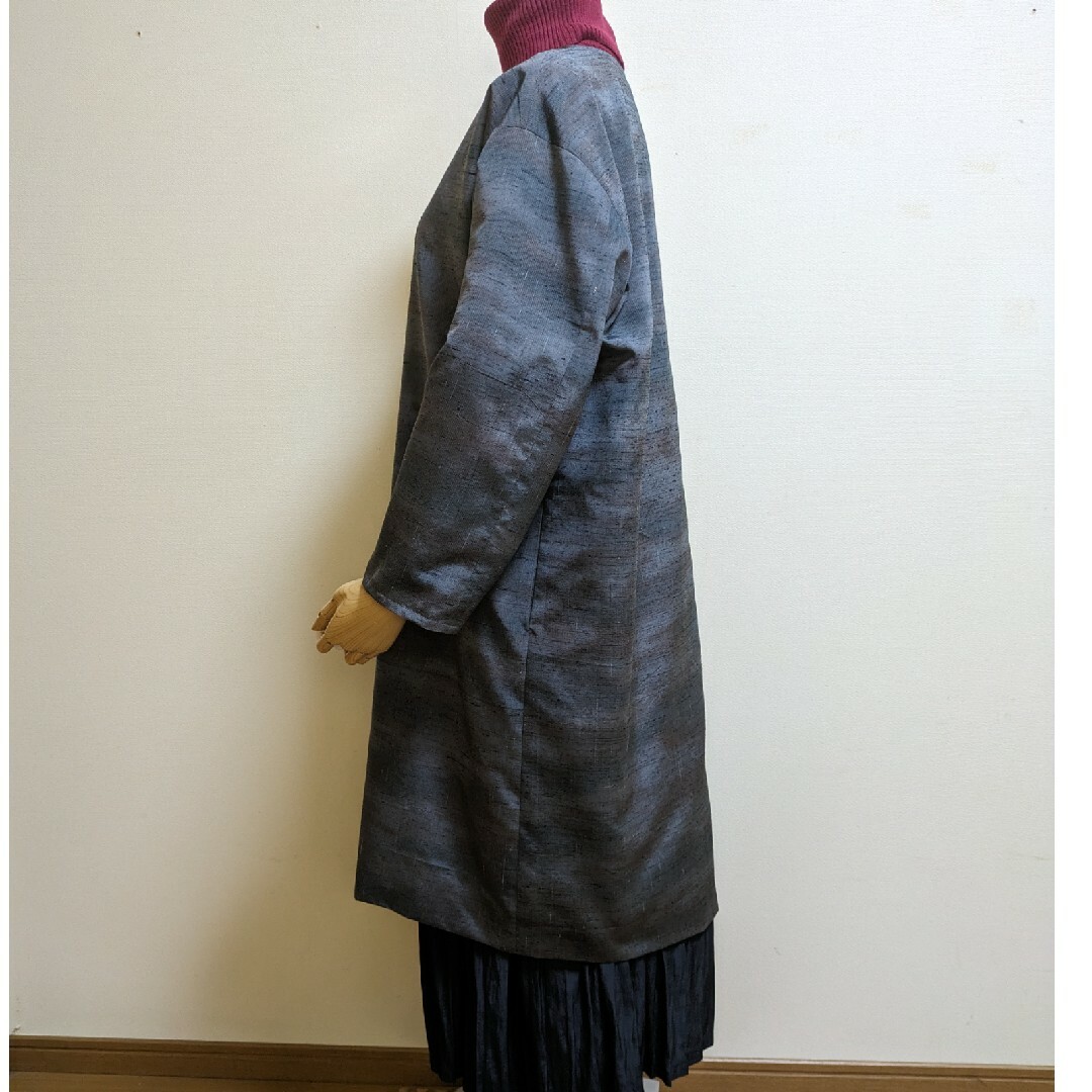 SOLD 着物リメイクリバーシブルコート 紬・大島紬 FREE SIZEの SOLD 着物リメイクリバーシブルコート 紬・大島紬 FREE SIZEの