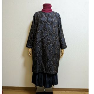 SOLD　着物リメイクリバーシブルコート　紬・大島紬　FREE SIZE(ノーカラージャケット)